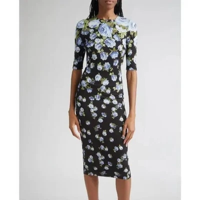 Alice + Olivia Delora Jersey  Midi Dress in Smell The Roses 0 NWT - Image 1 of 4