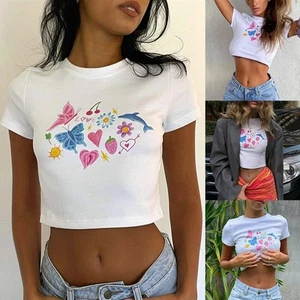 Casual Women's T Shirt White Polyester Short Sleeve Tight Fit for Everyday Use - Picture 1 of 84