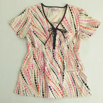 Skechers Scrubs Medical Scrubs Womans Medium Heart Print - Image 1 of 4