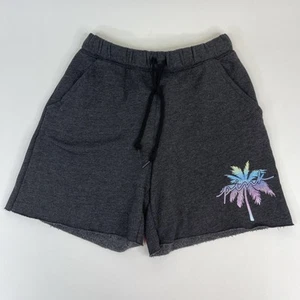 Victoria's Secret PINK Logo Gray Blue Palm Tree Fleece Dad Shorts Dark Gray S - Picture 1 of 7