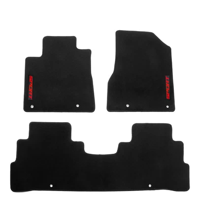 Fits 15-24 Nissan Murano Black Nylon Floor Mats Carpet Front Rear w/ Red Sport - Image 1 of 4