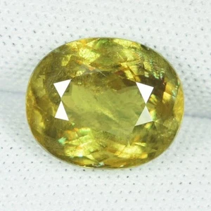 5.71 ct RARE GLOW GRAYISH YELLOW DULL LUSTER NATURAL SPHENE OVAL See Vdo 158 4C - Picture 1 of 3