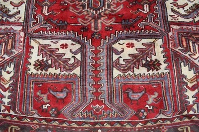 Vintage 8'2 x 10'3 Geometric Bird Heris Carpet Caucasian Handmade Wool Area Rug - Image 1 of 4