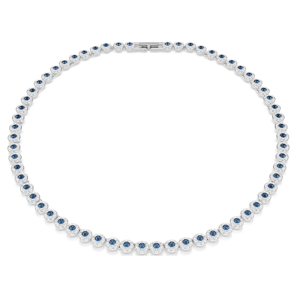 Swarovski Una Angelic Tennis Necklace Round Cut Blue Rhodium Plated 5733402
