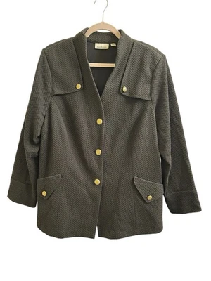 De Colección Joan Rivers Chaqueta Tejida Botones Dorados Negro 2X Carrera Oficina Núcleo Foto 1 de 4