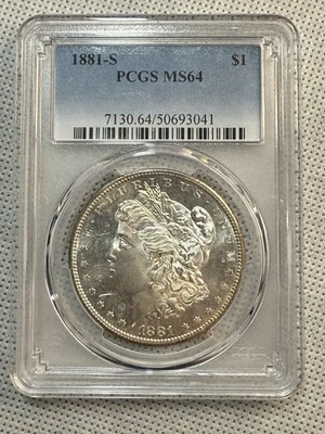 1881-S Morgan Silver Dollar PCGS MS64 – Flashy Luster, Prooflike Fields - Image 1 of 4