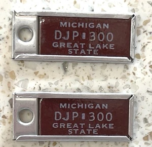 Two Michigan DAV License Plate Keychain Tags - Disabled American Veterans - Picture 1 of 2