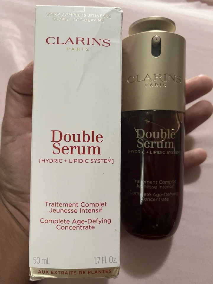 Clarins Doble Suero Hídrico + Lipídico Completo Antiedad 1.7oz ~ Nuevo en Caja  Foto 1 de 1