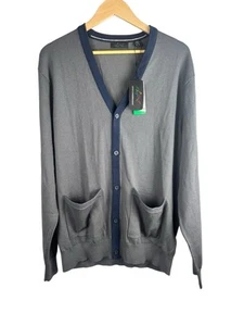Cárdigan Greg Norman Thermolite Botón Frontal Gris Azul Nuevo Golf - Imagen 1 de 5