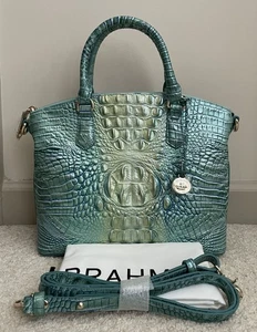 BRAHMIN Melbourne (Medium) Duxbury Satchel Bag SEAFOAM OMBRE Aqua Blue Green NWT - Picture 1 of 11