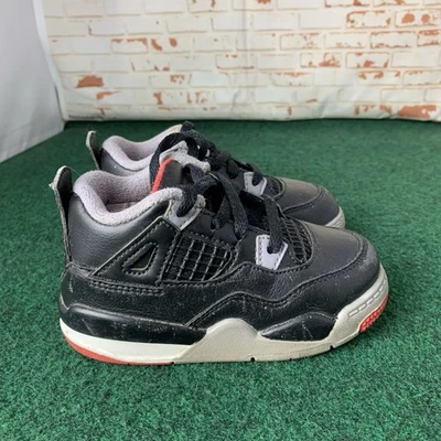 Nike Air Jordan 4 Retro Bred Reimaginado Niño Pequeño TD BQ7670-006 Zapatos Talla 7C Foto 1 de 4