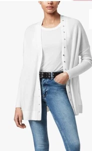 New Allsaints Afelia Longline Cardigan Womens Large Off-White Merino Sweater - Picture 1 of 10