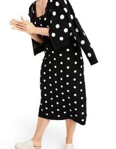 Polka dot Victor Glemaud Target skirt soft knit midi print pattern black white M - Picture 1 of 11