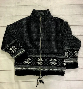 Chaqueta de mujer Cabelas Sherpa nórdica polar pequeña manga larga negra blanca - Imagen 1 de 11