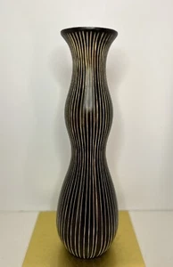 HAC Wooden Brown Earth Tone Striped Vase H-16” W 5” Style #1024 - Picture 1 of 8