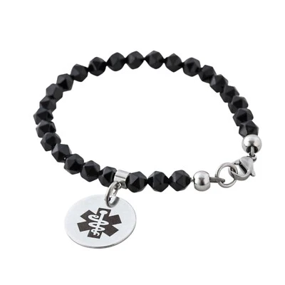 Женский черный медицинский идентификационный браслет с гравировкой на заказ брелок тип 1 2 черное дерево - Изображение 1 из 4