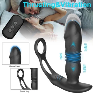 Male Anal Butt Plug Vibrator Cock Ring Dildo Thrusting Prostate Massager Sex Toy - Picture 1 of 12