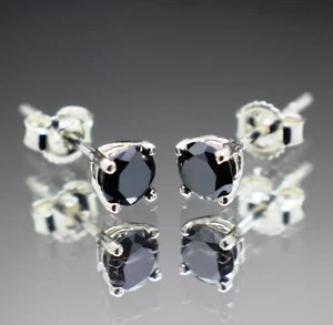 0.75tcw REAL Black Diamond Treated Stud Earrings Appraised at $825 Retail - Picture 1 of 7