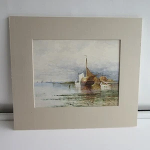 Antique EDWARD TAYLOR SNOW AMERICAN 1844-1913 "Sailboats in an Inlet" Painting - Picture 1 of 12