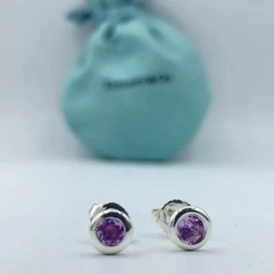 Pendientes Tiffany & Co Plata 925 Elsa Peretti Amatista Púrpura Por Yarda con Bolsa Foto 1 de 4