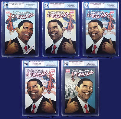 AMAZING SPIDER-MAN #583 ALL 5 Obama Variants PGX 9.8 NM/MT Near Mint/Mint +CGC!! - Image 1 of 4