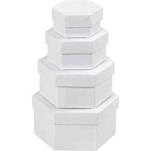 Creativ Company Papel Papel Mache Cajas hexagonales D: 6,5+8+10+12 cm 264070 - Imagen 1 de 5