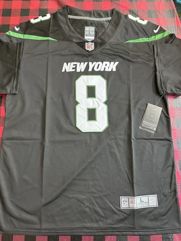 NFL NEW YORK JETS #8 AARON RODGERS Black stitched Football Jersey Mens L NWT Cover