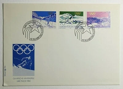 1980 FDC (1979) Liechtenstein Lake Placid NY Winter Olympic Games Scott #678-680 - Image 1 of 2