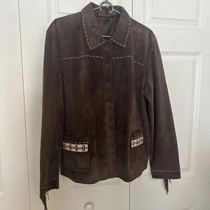 Saddle Ridge Vintage Collection Brown Leather Jacket/Shirt XL Fringe - Picture 1 of 5