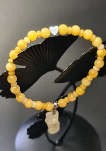 Natural Honey Calcite With Citrine Lady Body Pendant Hematite Heart Bracelet - Picture 1 of 9