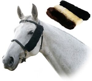 LeMieux Lambswool Fluffy NOSEBAND COVER or FRENCH BLINKERS Natural/Brown/Black