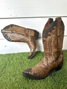 Nocona Boots 5017 Dubay Maple Wing tip Leather Overlay Western Women's 6.5B - Picture 1 of 13