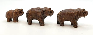 Vintage Miniature Brown Resin Elephant Figurine Set - Picture 1 of 12