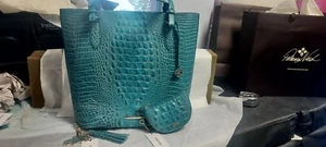 Brahmin Melbourne Collection Mermaid Green Ezra Tote Matching Coin Purse Tassel - Picture 1 of 14