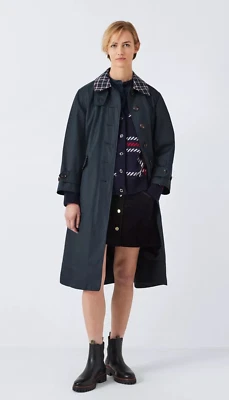 New BARBOUR Navy Renton Trench Coat UK 12 EU 38 USA 8 Medium/Large Gabardine - Image 1 of 4