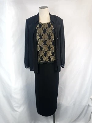 Conjunto Blusa, Falda y Chaqueta Floral Dorada Perceptions De Colección Para Mujer Talla Pequeña 12 Foto 1 de 4