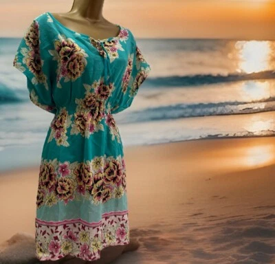 M&S Marks&spencer Silk Cotton Chiffon  Boho Floral Beach Cover Up S VGC - Image 1 of 4
