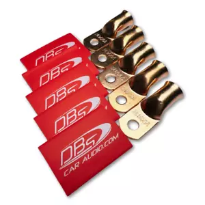5x 1/0 Gauge 1/4" Hole Copper Ring Terminal 0GA Lug Battery with Heat Shrink - Picture 1 of 6