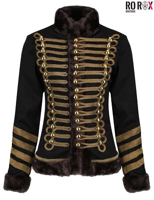 Ro Rox Women's Military Jacket Hussar Ladies Faux Fur Band Parade Music Festival