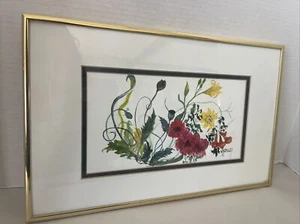 Gemälde Blumen Aquarell Wildblumen gerahmt Wandbild 10x16" signiert J. Metzler - Bild 1 von 12
