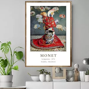 Claude Monet - La Japonesa - Póster de arte mural vintage del museo/estampado en lona - Imagen 1 de 3