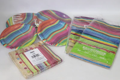 Mexican Party Supplies Set -Table Covers Paper Plates Napkins and 7/8in  Plates - Image 1 of 4