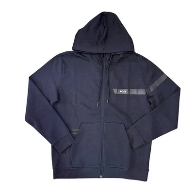 BOSS Hoodie Mens Dark Blue Full Zip Track Jacket With Logo - Saggy 1 Size XL - Image 1 of 4