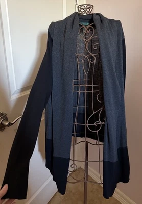 Cárdigan tejido delantero abierto bloque de color gris negro Lauren Ralph Lauren talla XL Foto 1 de 4
