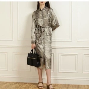 Ralph Lauren Purple Label Hemdkleid Schlangenledermuster Maulbeerseide Größe 4 - Bild 1 von 16