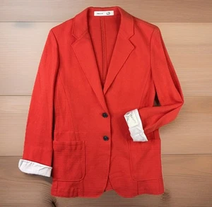Comme CA Ism Blazer Jacket 2-Button Knit Orange Japan Brand Women Sz L - Picture 1 of 9