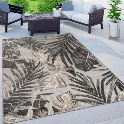 Rugshop Outdoor Rug 5x7 Floral Leaves Indoor Outdoor Carpet Rug Patio Gray Rugs - Image 1 of 4