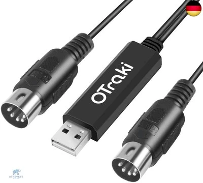 OTraki Midi USB Kabel Interface Konverter, 5 Polig In Out Midi zu USB Adapter - Bild 1 von 4