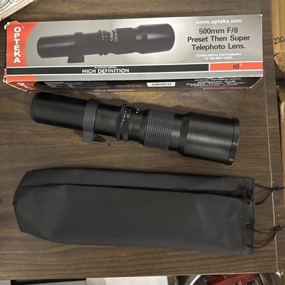 Opteka HD-MC Preset 500mm F8 with T-Mount and Canon FD Adapter - Image 1 of 4