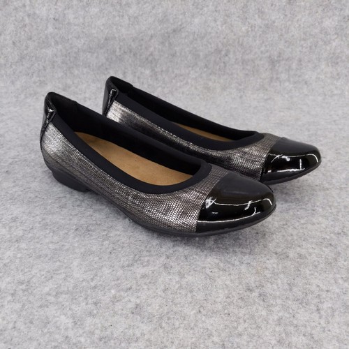 Scarpe comode Clarks ballerine destrutturate punta a cappuccio nero argento 8 5